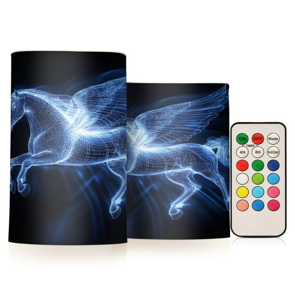 2 PCS Flameless Candles with Remote Timer LED Battery Operated Flickering Candle Light for Wedding Table Home Decoration Gifts Blue Light Effect Pegasus