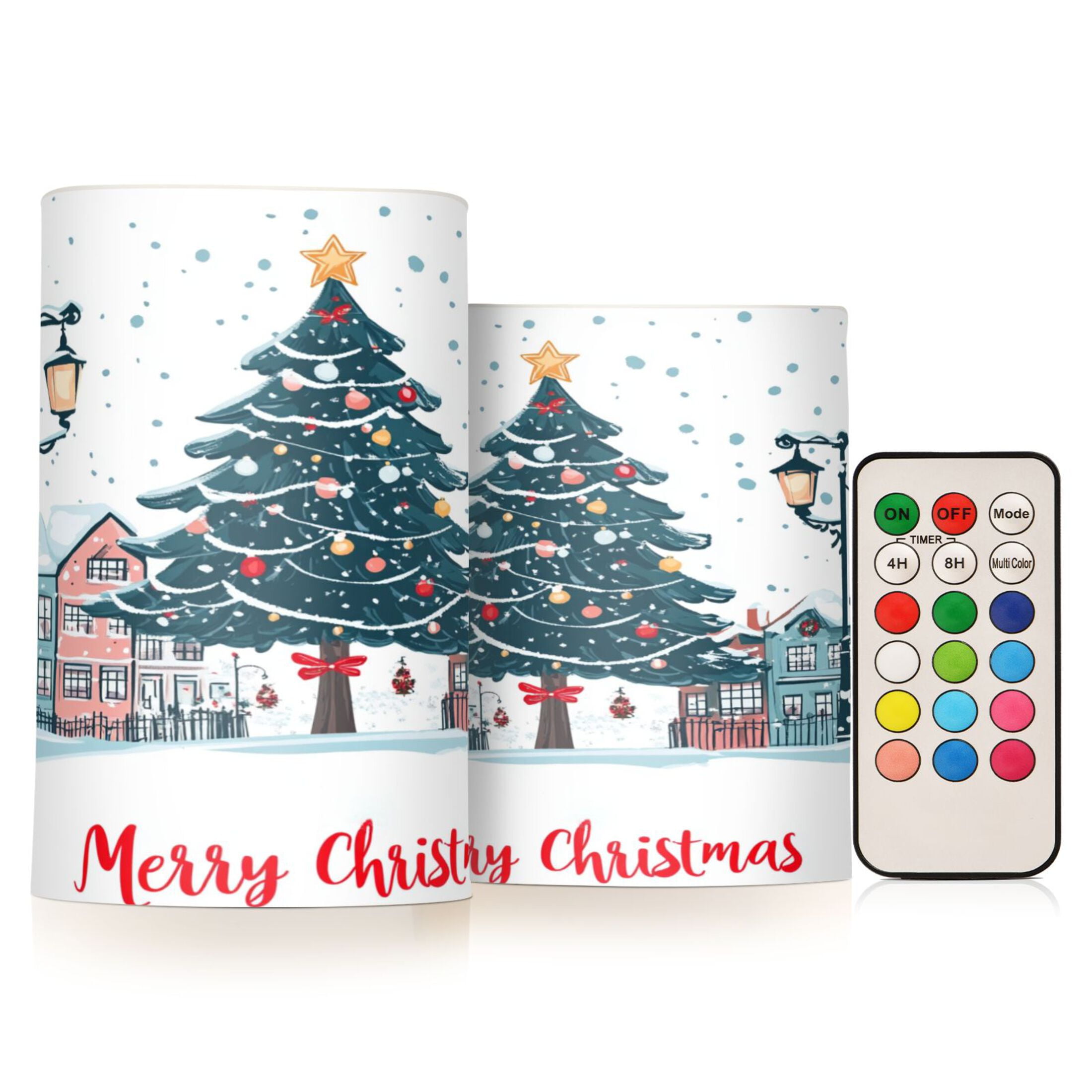 2 PCS Flameless Candles with Remote Timer LED Battery Operated Flickering Candle Light for Wedding Table Home Decoration Gifts Christmas Tree in The City
