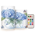 thumbnail image 1 of 2 PCS Flameless Candles with Remote Timer LED Battery Operated Flickering Candle Light for Wedding Table Home Decoration Gifts Hydrangeas and Butterflies, 1 of 7