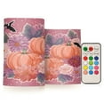 thumbnail image 1 of 2 PCS Flameless Candles with Remote Timer LED Battery Operated Flickering Candle Light for Wedding Table Home Decoration Gifts Vintage Flowers and Pumpkins, 1 of 7