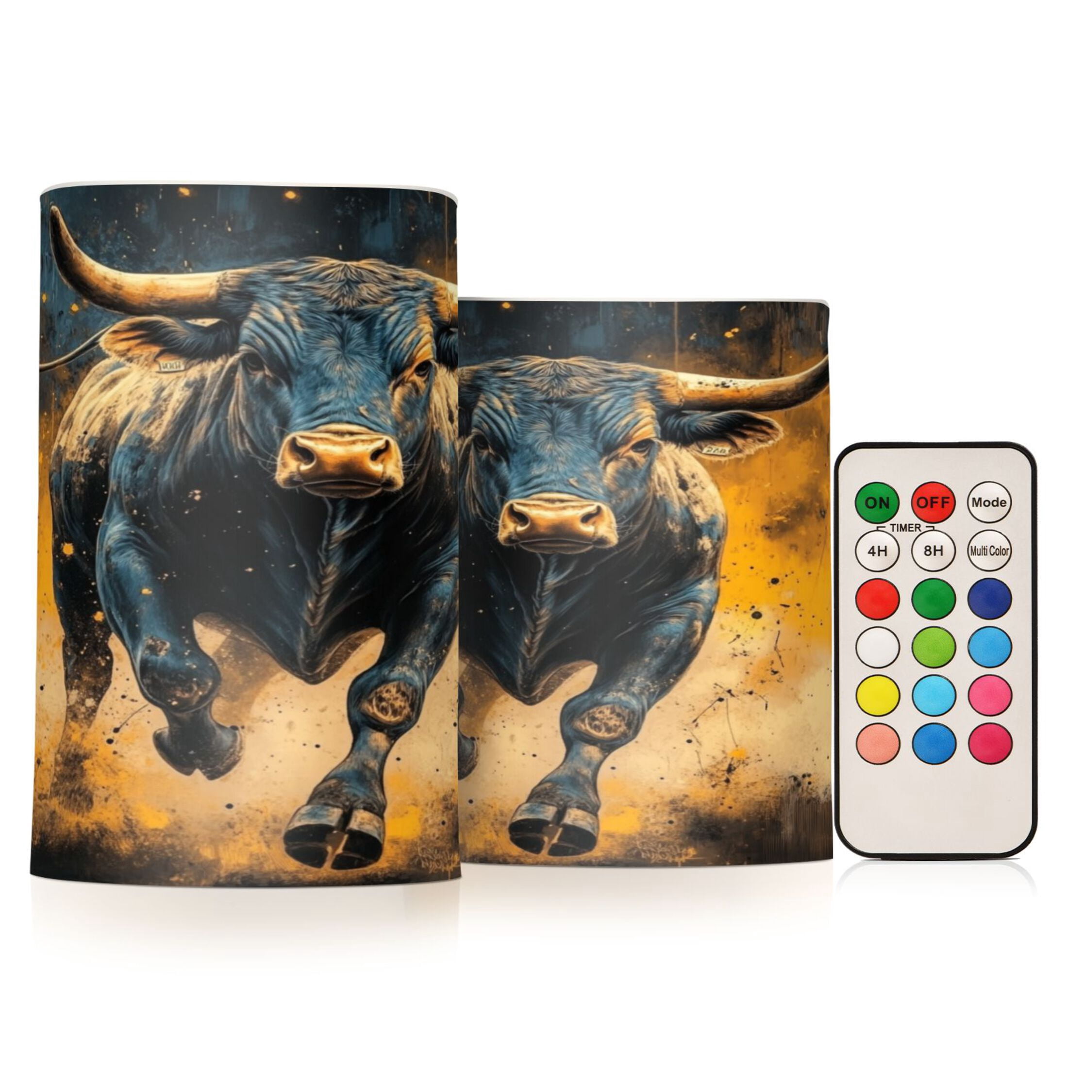 2 PCS Flameless Candles with Remote Timer LED Battery Operated Flickering Candle Light for Wedding Table Home Decoration Gifts A Bull Charging