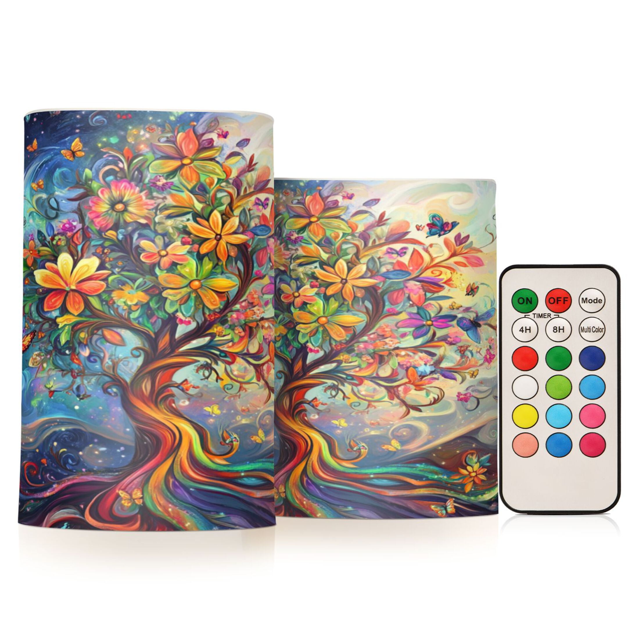 2 PCS Flameless Candles with Remote Timer LED Battery Operated Flickering Candle Light for Wedding Table Home Decoration Gifts A Whimsical Tree