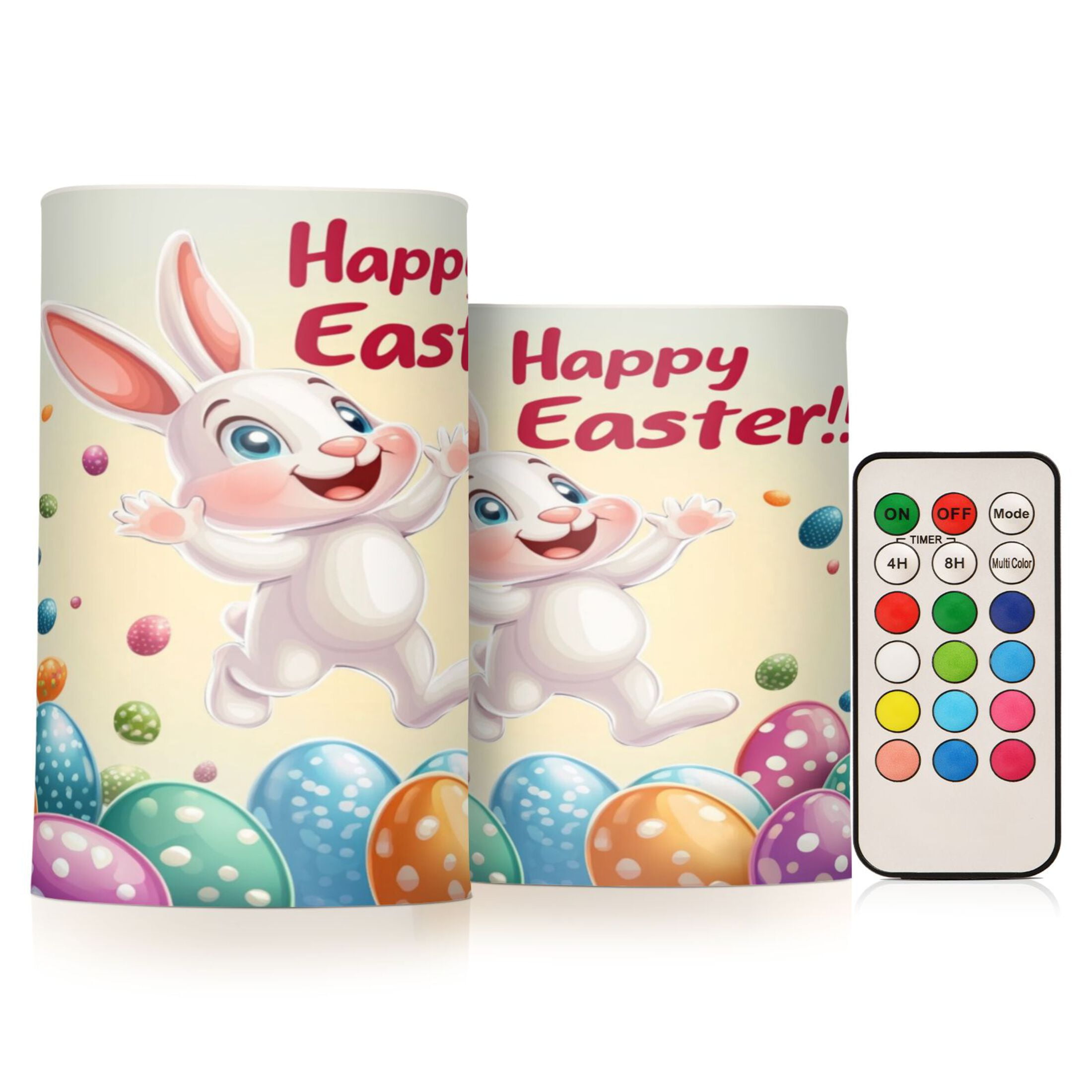 2 PCS Flameless Candles with Remote Timer LED Battery Operated Flickering Candle Light for Wedding Table Home Decoration Gifts Cartoon Easter Bunny