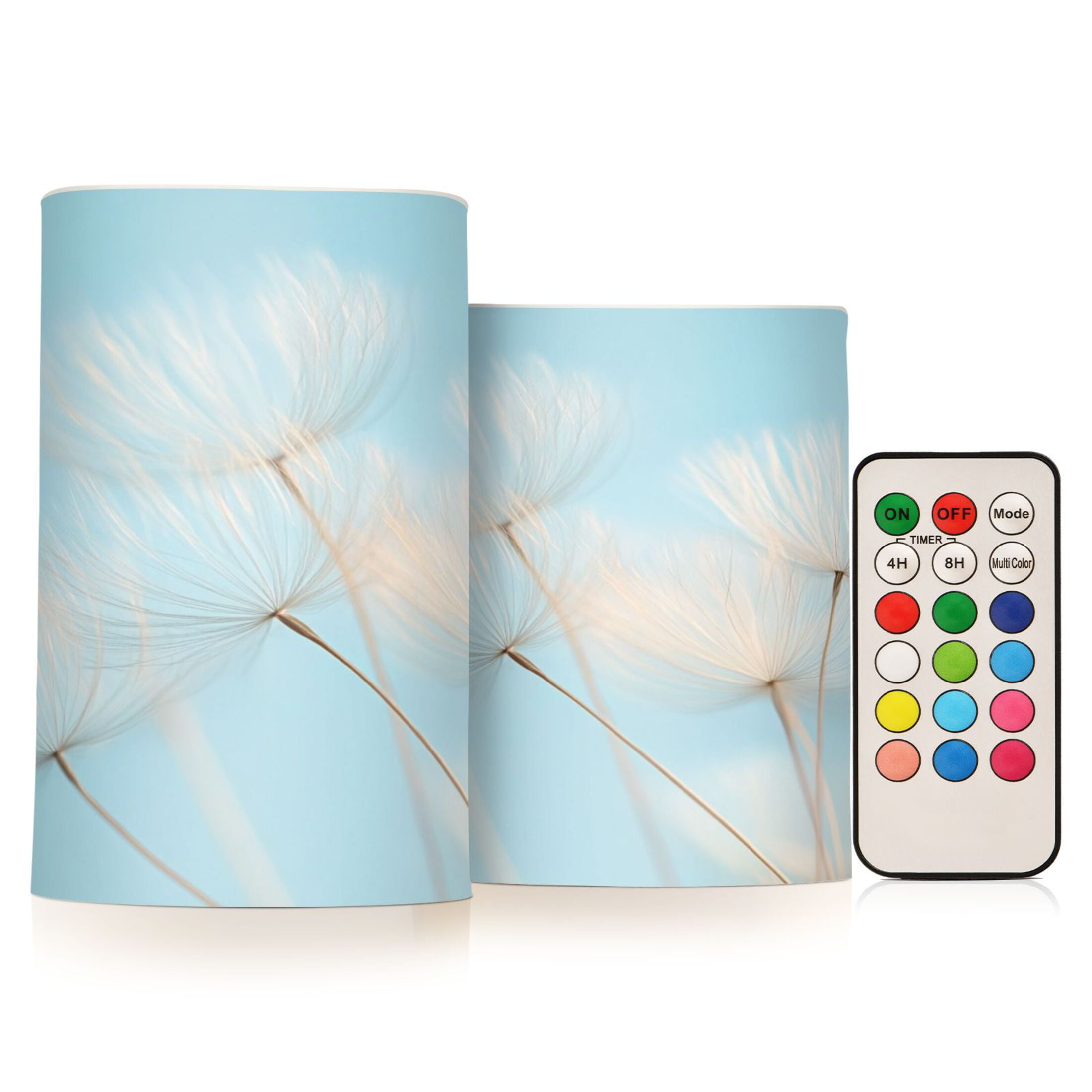 2 PCS Flameless Candles with Remote Timer LED Battery Operated Flickering Candle Light for Wedding Table Home Decoration Gifts Dandelion Seeds