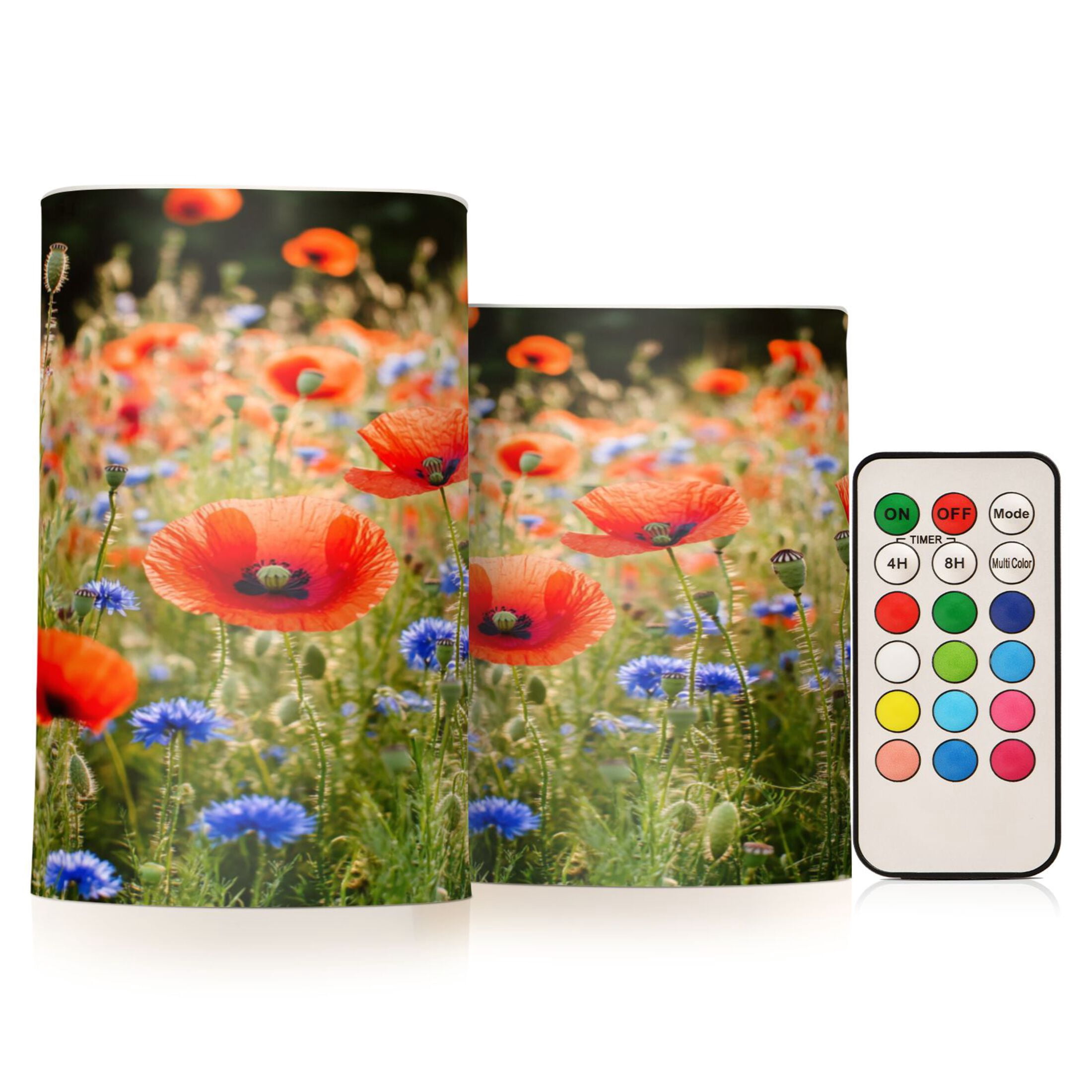 2 PCS Flameless Candles with Remote Timer LED Battery Operated Flickering Candle Light for Wedding Table Home Decoration Gifts Field Of Wildflowers