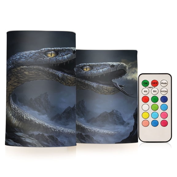 2 PCS Flameless Candles with Remote Timer LED Battery Operated Flickering Candle Light for Wedding Table Home Decoration Gifts Giant Snake