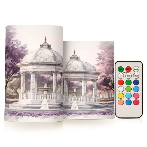 2 PCS Flameless Candles with Remote Timer LED Battery Operated Flickering Candle Light for Wedding Table Home Decoration Gifts Large White Gazebo