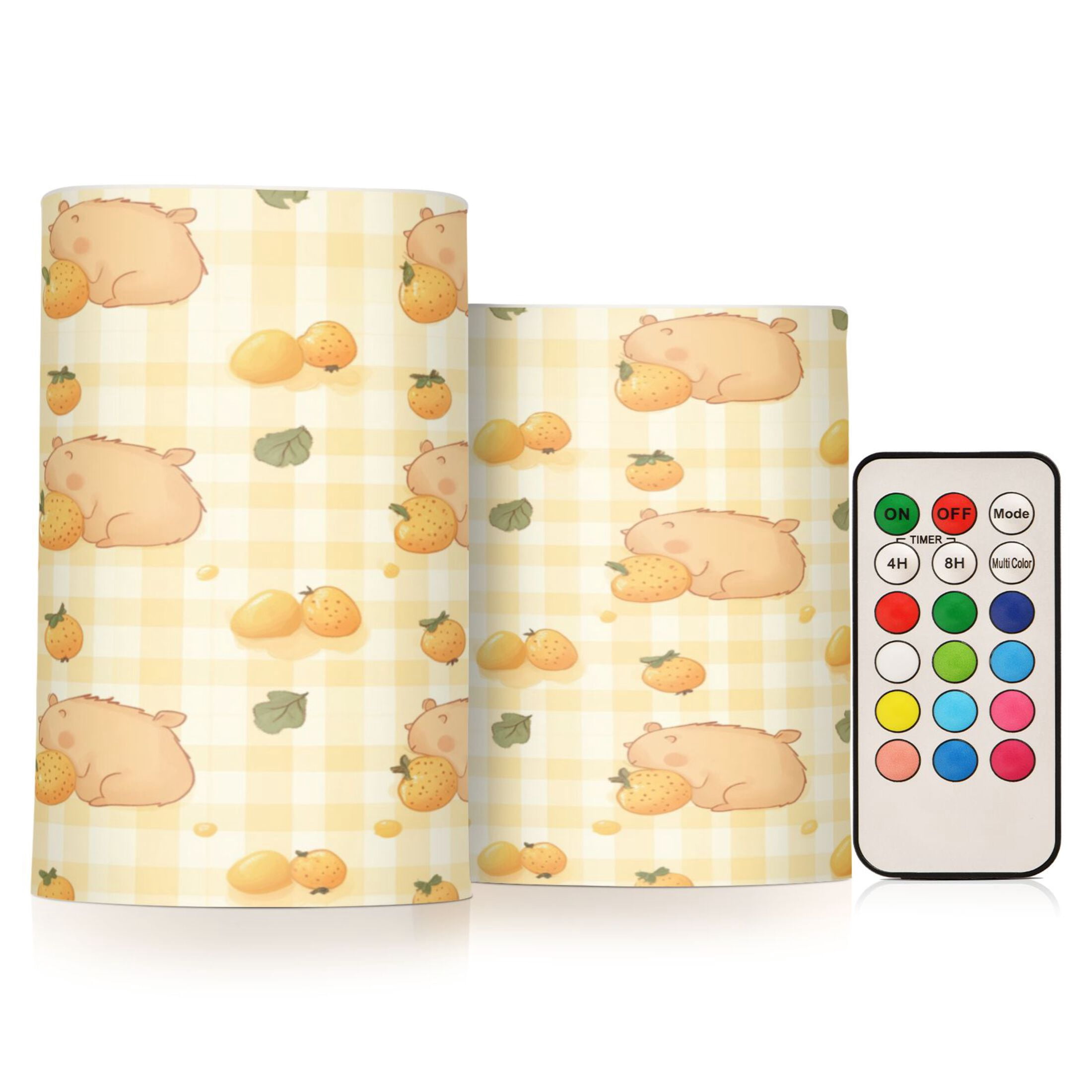 2 PCS Flameless Candles with Remote Timer LED Battery Operated Flickering Candle Light for Wedding Table Home Decoration Gifts Light Brown Capybara