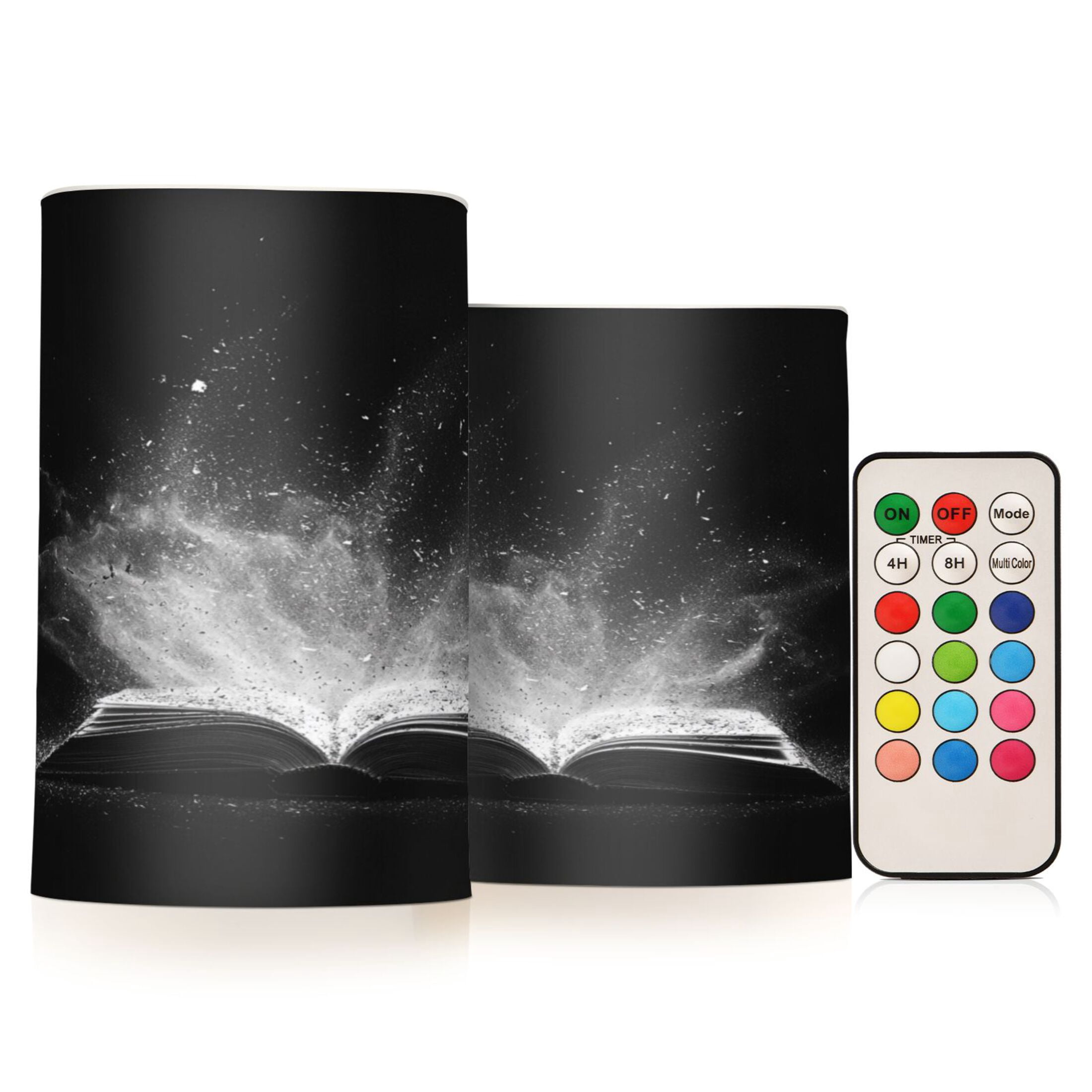 2 PCS Flameless Candles with Remote Timer LED Battery Operated Flickering Candle Light for Wedding Table Home Decoration Gifts Open Book