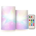 thumbnail image 1 of 2 PCS Flameless Candles with Remote Timer LED Battery Operated Flickering Candle Light for Wedding Table Home Decoration Gifts Rainbow Gradient Stars, 1 of 7
