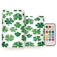 thumbnail image 1 of 2 PCS Flameless Candles with Remote Timer LED Battery Operated Flickering Candle Light for Wedding Table Home Decoration Gifts Shamrock Pattern, 1 of 7