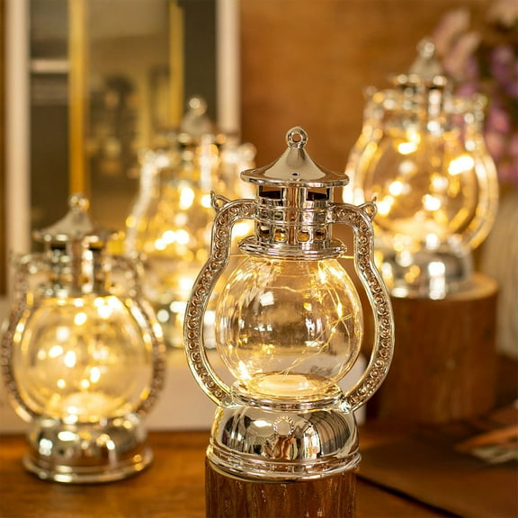 2 PCS Flameless LED Candle Lantern Hexagonal Plastic Battery Operated Night Light Safe Christmas Decor for Tabletop Mantle Party Decorations 6.3 Inch Clear Window Candle