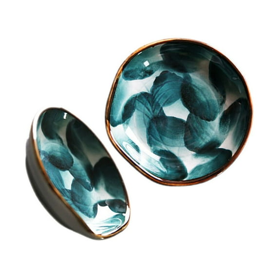 Clispeed Ceramic Seasoning Dishes Green Hand-Painted for Snacks and Sauces 2Pcs