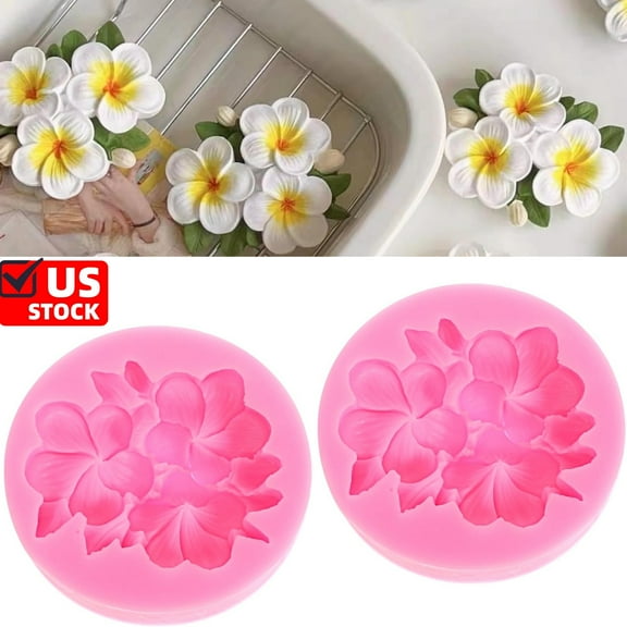 2 PCS Flower Soap Molds, 3D Cute Plumeria Floral Silicone Molds for Candle Making, Flower Silicone Mold for Fondant Chocolate Cake Decorating Plaster Soap Candle Making Mold Clay Craft Gift