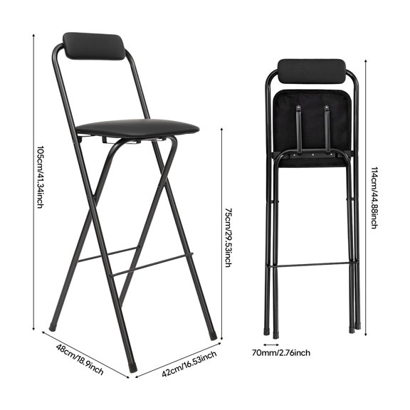 2 PCS Foldable Bar Chair Portable Folding Stool Used in Kitchens, Dining Rooms Offices, Bars Etc