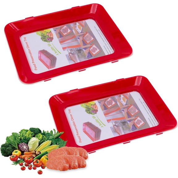 2 PCS Food Preservation Trays, Reusable Food Preserving Tray, Stackable Food Trays, Reusable Creative Fresh Tray Storage for Food Preservation