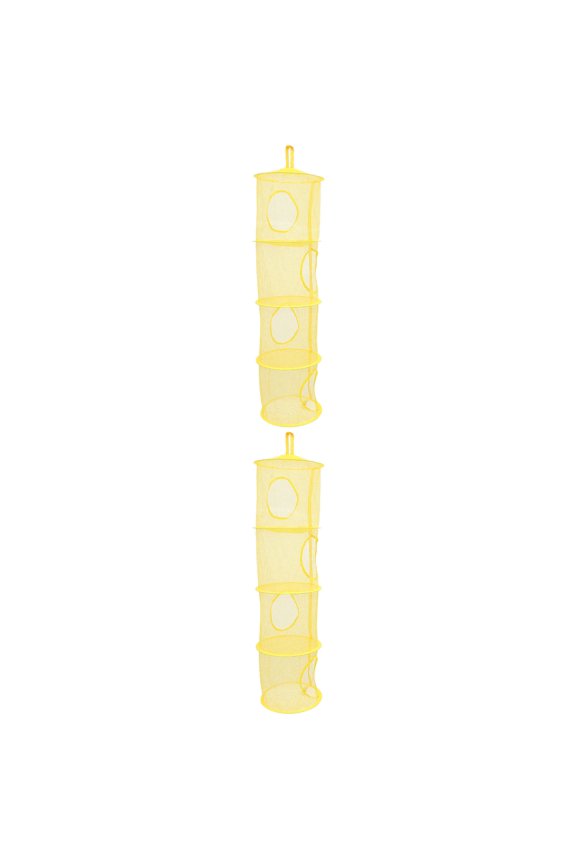 2pcs Yellow Foldable Multi-layer Drying Hangers for Underwear Plush Toys Small Items Home Bathroom Closet Use
