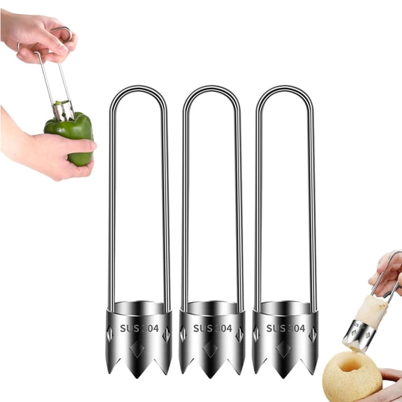 2 PCS Fruit and Vegetable Corer Tool,Red Bell Pepper Seed Corer,Stainless Steel Tomato Apple Seed Remover Tool, Multifunctional Fruit and Vegetable Core Remover, For Apple, Pear, Bell Pepper