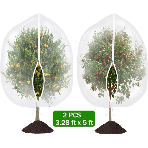 2 PCS Fruits Tree Netting with Zipper and Drawstring,3.28 x 5 ft Large Bird Netting,Bird Barrier Mesh,Garden Netting Plant Cove Transparent Bird Plant Barrier Flower Fruits Mesh Screen