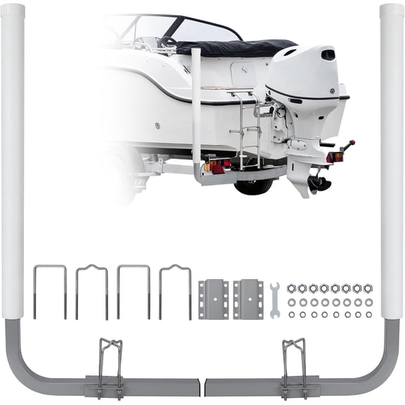 2 PCS Galvanized Steel Trailer Guide Poles - Adjustable 40 to 60 Inch Boat Trailer Guides with PVC Sleeves and Mounting Hardware