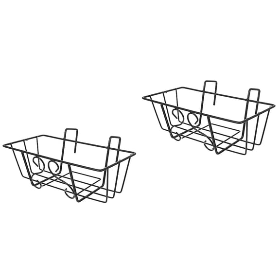 2-Pack Garden Fence Hooks Trellis Iron Plant Pot Holder Stand Black 32x14cm for Outdoor Flower Display