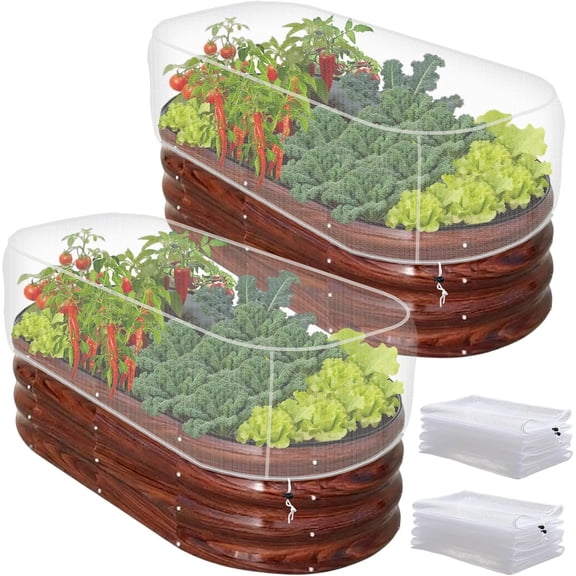 2 PCS Garden Netting for Raised Beds 2x4 Fine Mesh Bug Pest Barrier Screen with Drawstring Plants to Keep Small Animals Out Protect Vegetables (2x4 FT)