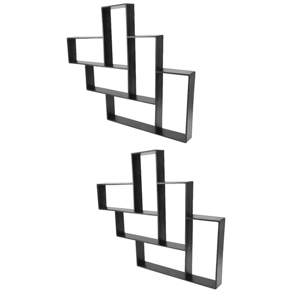 2 PCS Garden Paving Mold Cement Floor Tile Concrete Stamps Molds Black