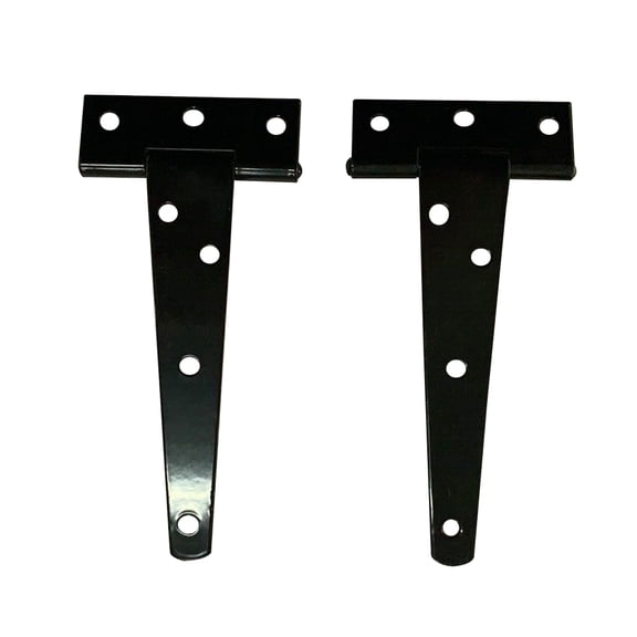 ULTNICE 2PCS 5 Inch T Shape Rustproof Iron Light Duty Gate Strap Hinges for Sheds and Doors (Black)