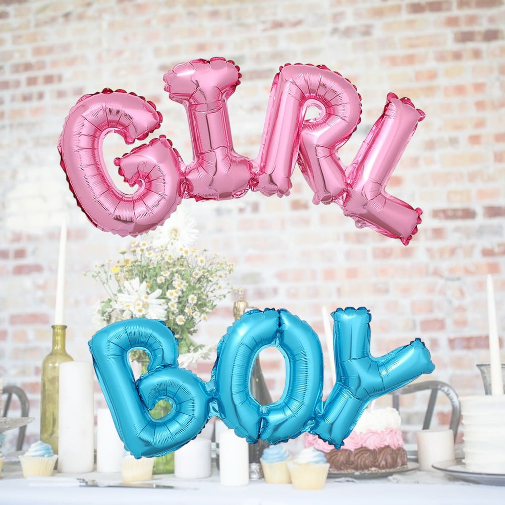 2 PCS Gender Reveal Balloons Blue Pink Boy Girl Letters Foil Helium Balloons Gender Reveal Party Decoration Baby Shower Birthday Party Decoration