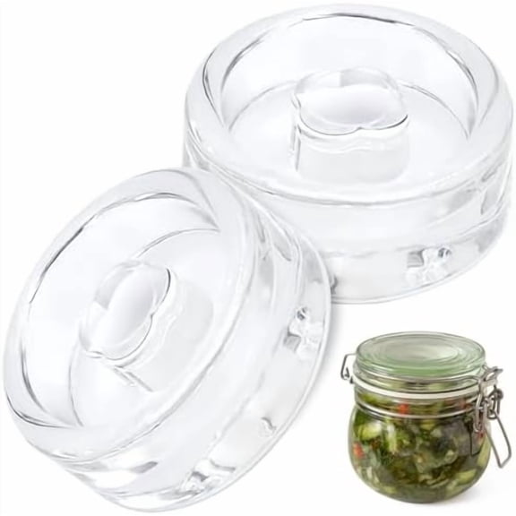 2 PCS Glass Fermentation Weights, Fermenting Lids for Wide Mouth Mason Jars, Canning Weights for Home Making Sauerkraut, Pickles, Kimchi$$Home Decor, Kitchen, & Other