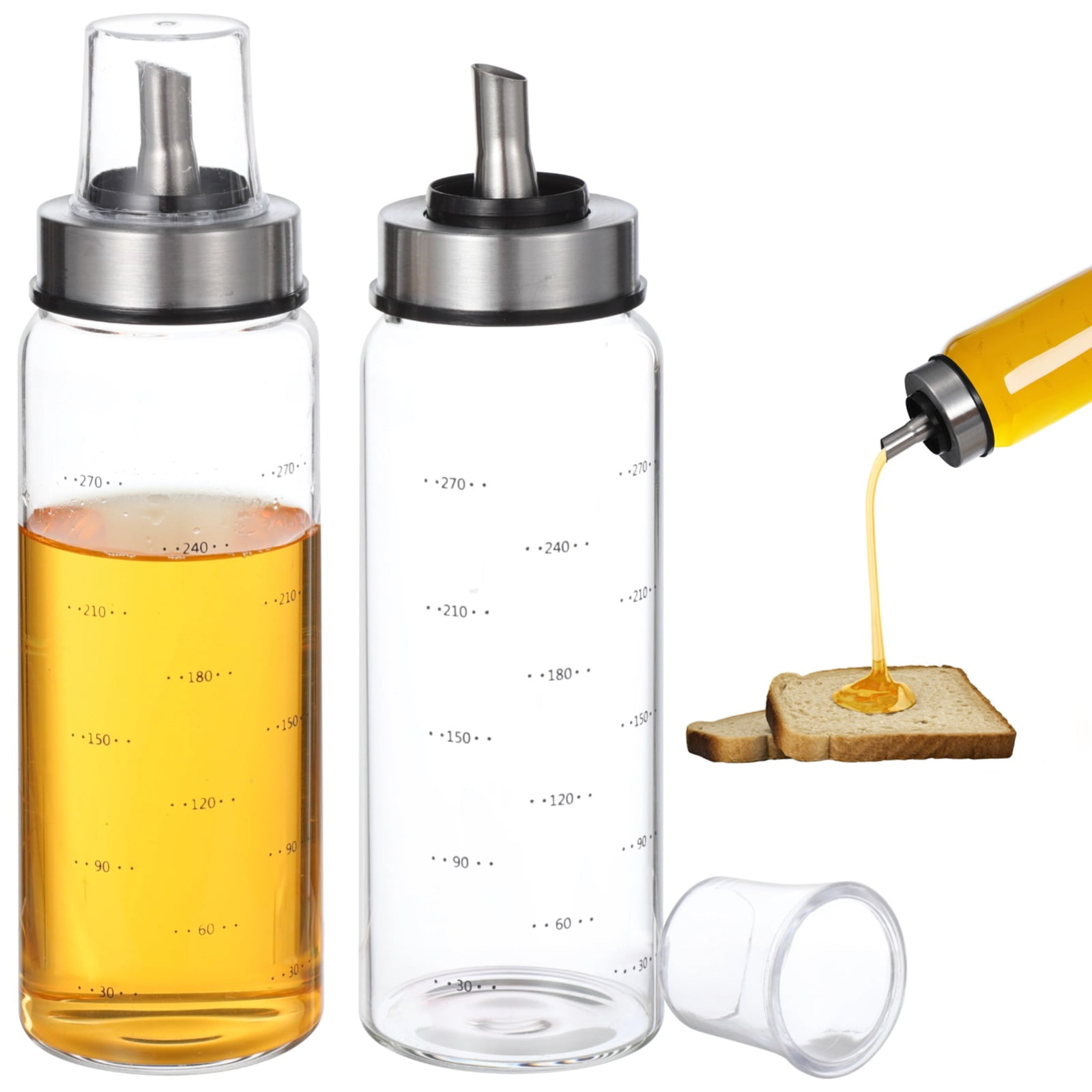2 PCS Glass Honey Dispenser No Drip, 10 oz Maple Syrup Dispenser, No ...