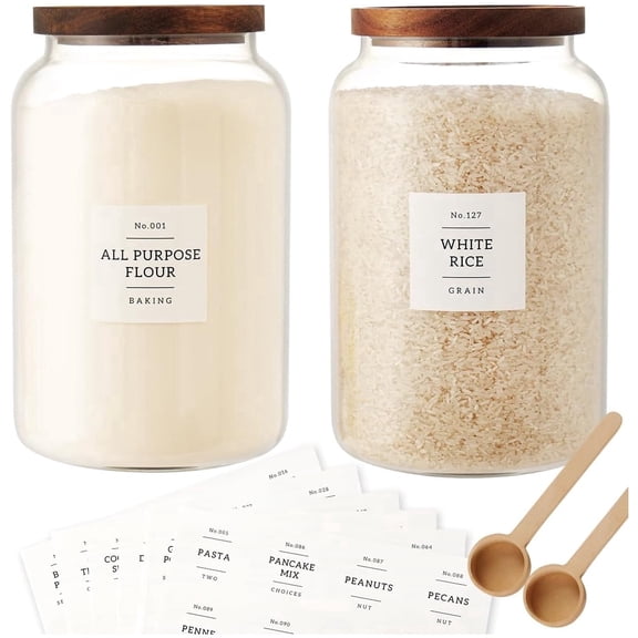 2 PCS Glass Jar with Airtight Lid, Large Glass Food Storage Jars for Tea,Spice,Cereal, Egg,Flour,Coffee and More(70 FL OZ/2000 ml)