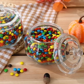 2 PCS Glass Pumpkin Jars with Lid-Halloween Candy Storage for Home Fall Thanksgiving Halloween Party Centerpieces Decor