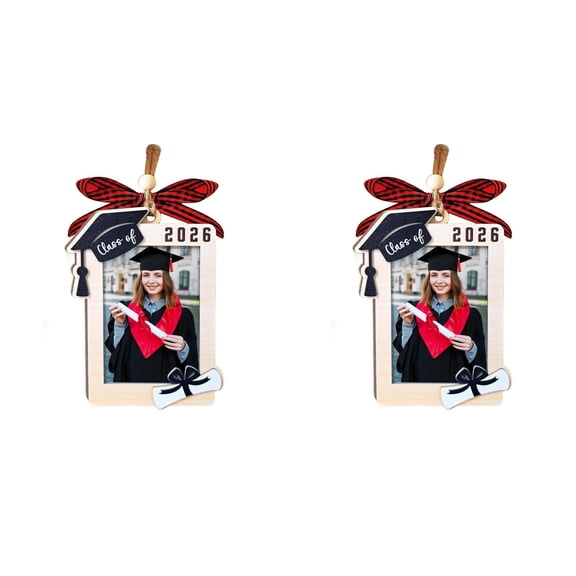 2 PCS Graduation Picture Frame - 3.3 x 4.9 Inch Wood Photo Frame with for Refrigerator, Locker, and Tabletop -Graduation Gift for Home, School, and Office Decor (Khaki)
