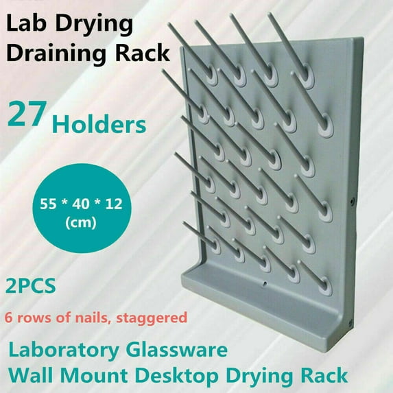 2 PCS Grey Lab Drying Draining Racks, Drying Rack For Lab Supply, Glassware Drying Rack, Wall Mount/ Self-standing/ Desktop