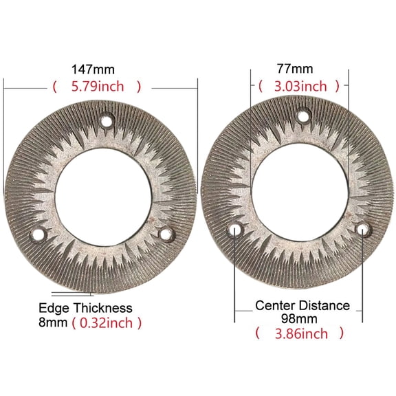 2 PCS Grinding Machine Plates, Cast Steel, Dry Grain Grinding Discs for Farms