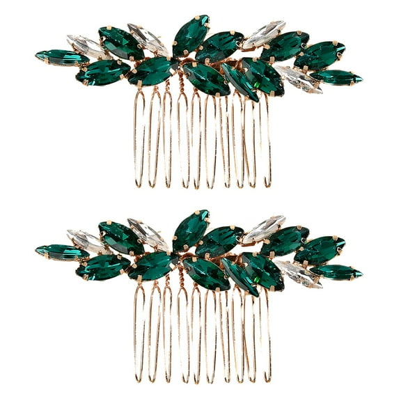 2 PCS Hair Comb Wedding Guest Dress Lingerie Bride Hair Piece Miss 9X5X1CM Green