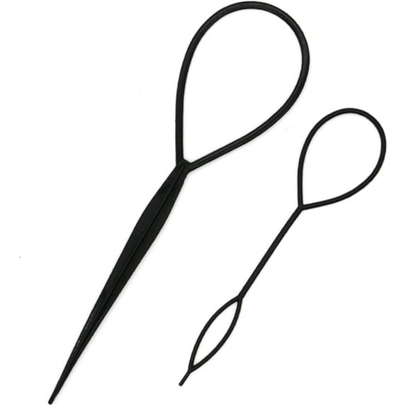2 PCS Hair Pull Through Tool, Braiding Tool, Topsy Tail Hair Tool, Pony Pick, Hair Styling Accessories Tools for Women Girls (2 Sizes)