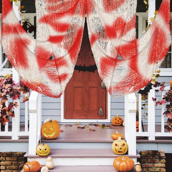 2 PCS Halloween Decorations Creepy Cloth Spooky Halloween Gauze Fabric Hanging Netting Cloth Decorations for Garden Ghost House Porch Doorways Table Yard Windows,Outdoors Indoors Decor