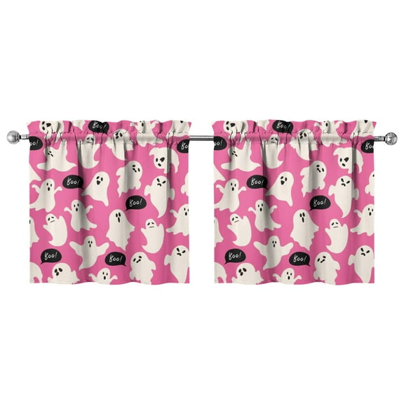 2 PCS Halloween Window Curtains Featuring Witch and Skeleton Pattern, Spooky Cute Gothic Kitchen Tier Panels 27.5x24in(70x60cm) Kitchen Curtains