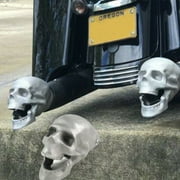 2 PCS Hammered Aluminum Skull Exhaust Tip - 2" Skull Muffler Exhaust Tip Skull Metal Exhaust Pipe Head Universal Motorcycle Exhaust Pipe Halloween Decoration Easy to Installment