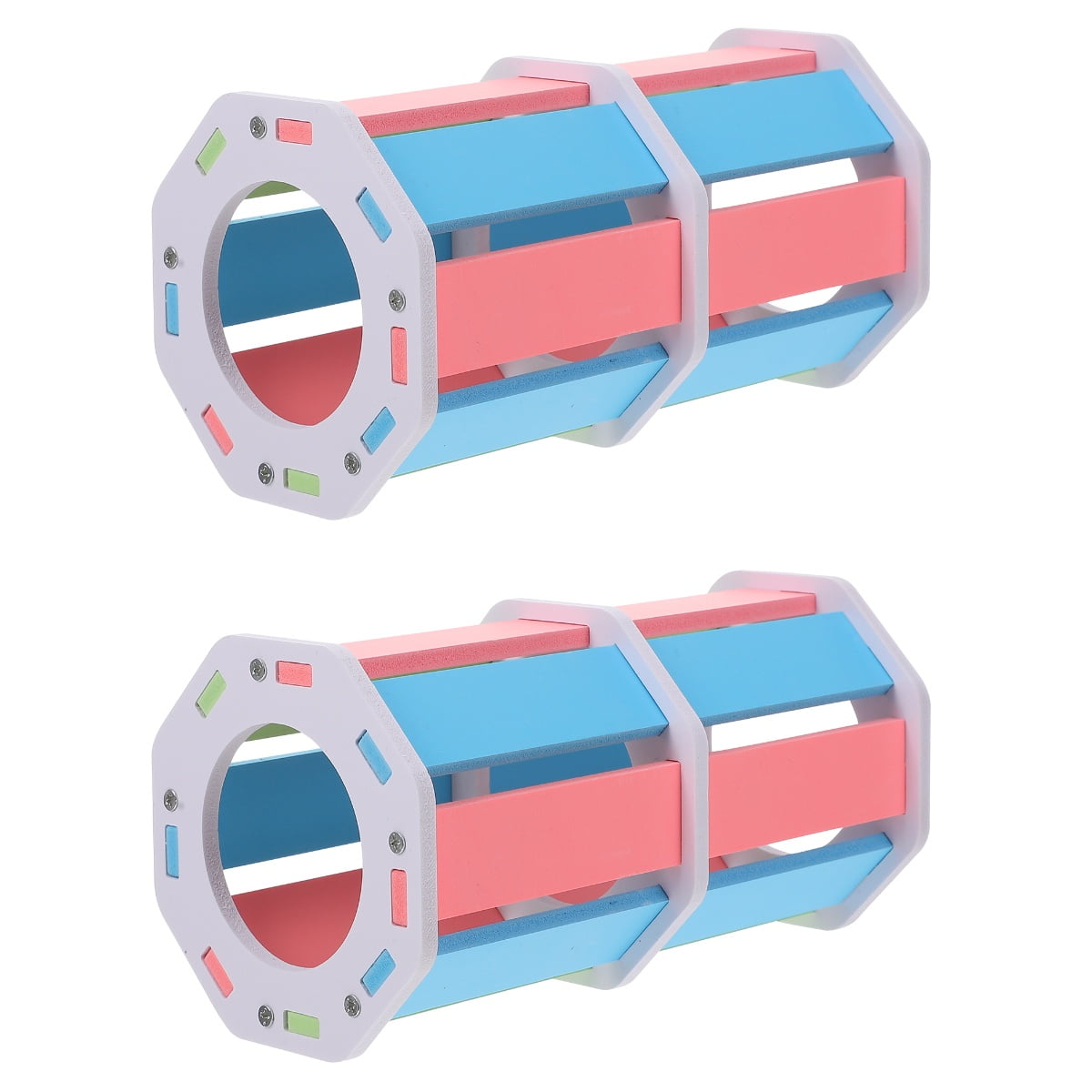 2 PCS Hamster Tunnel Wheel Climb Toy Tube Toys Wooden for Hamsters