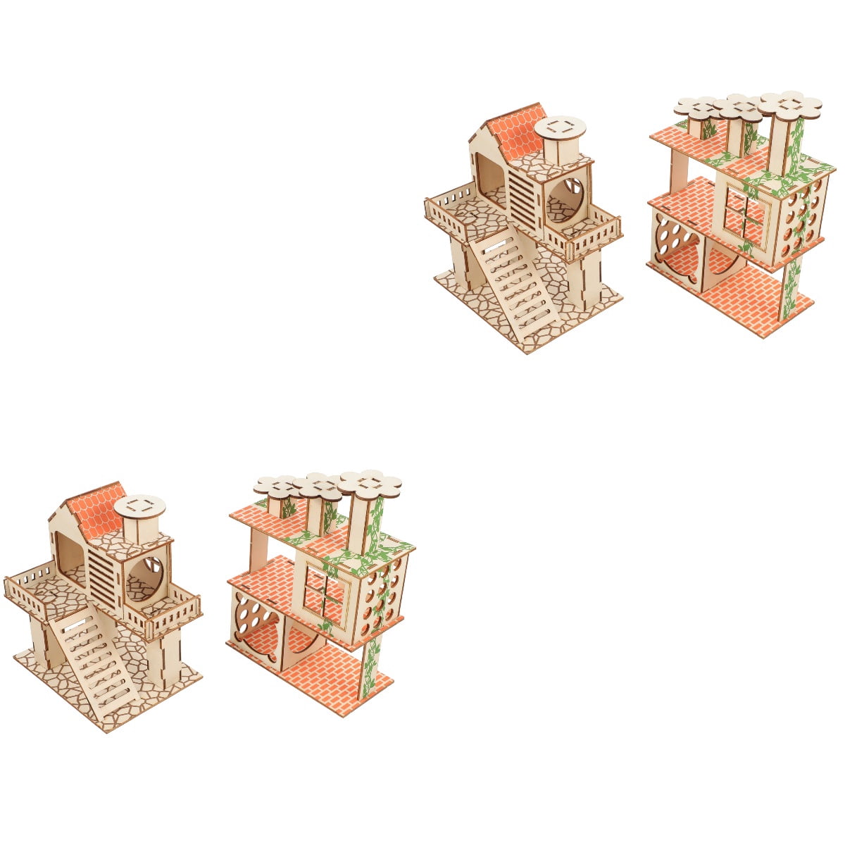 Picture of 2 PCS Hamster Villa Log Playground for Animals House Toy - Walmart.com