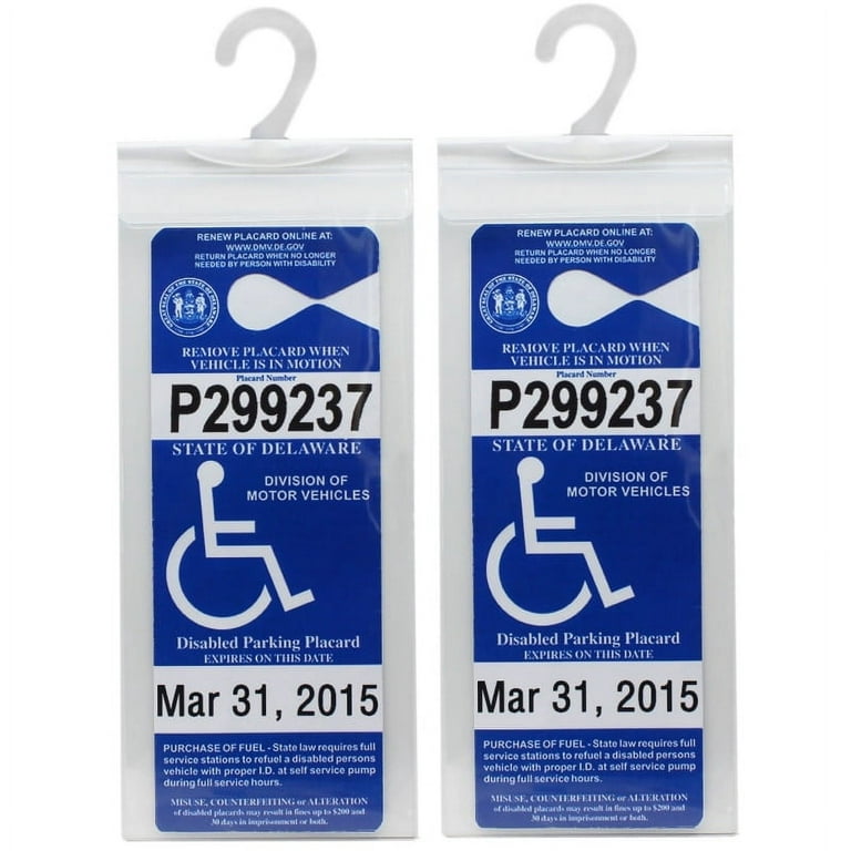 2 PCS Handicap Parking Permit Placard Holder - Disabled Parking Placard  Protector Sleeve with Large Hook 