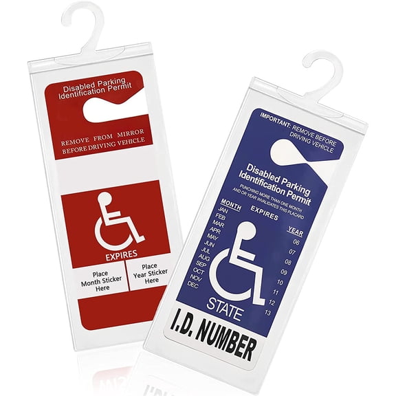 2 PCS Handicap Placard Holder for Auto,Casewin Ultra Transparent Handicapped Placard Holder, Handicap Parking Sign Holder With Large Hanger