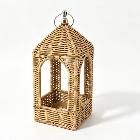 Handmade Rattan Candle Lanterns, Halloween Christmas Boho Decorative Wicker Woven Candle Lantern, Farmhouse Hanging Tabletop Decor for Wedding Mantel Fall Patio Garden Wedding Indoor Outdoor Use