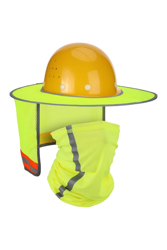 2 PCS Hard Hat Sun Shade, High Vis Mesh Brim Sun Visor with Reflective Strip, Neck & Face Protection for Construction Helmets