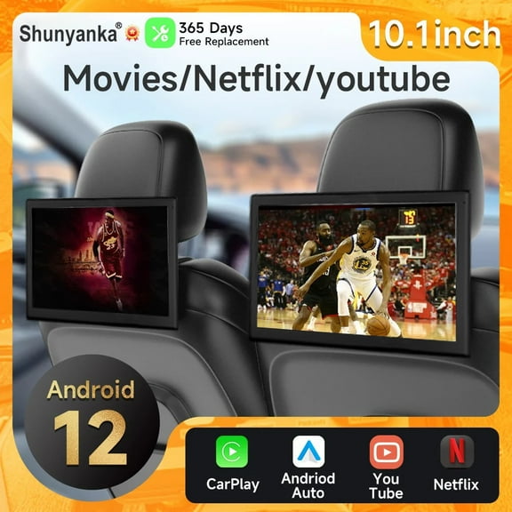 (2 PCS) Headrest Monitor 10.1" 2G+32G IPS Display Android Tablet Touch Screen For Car Rear Seat Player Youtube Online Video Music FM Bluetooth