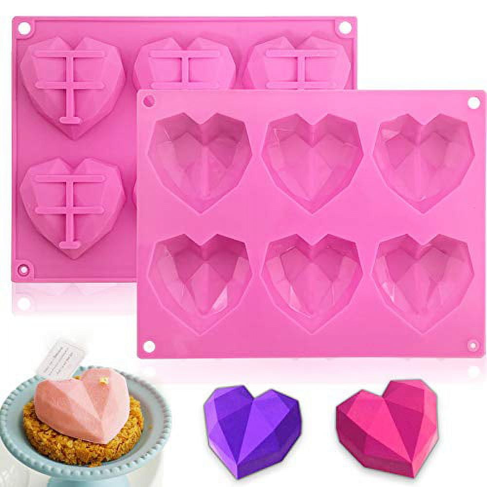 2 PCS Heart Mold, Special 3D Diamond Heart Mold, Chocolate Bar