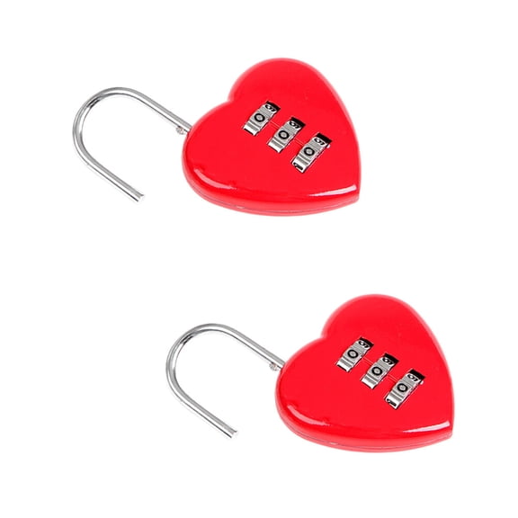 2 PCS Heart Shape Code Lock Luggage Padlock Locks Adjustable